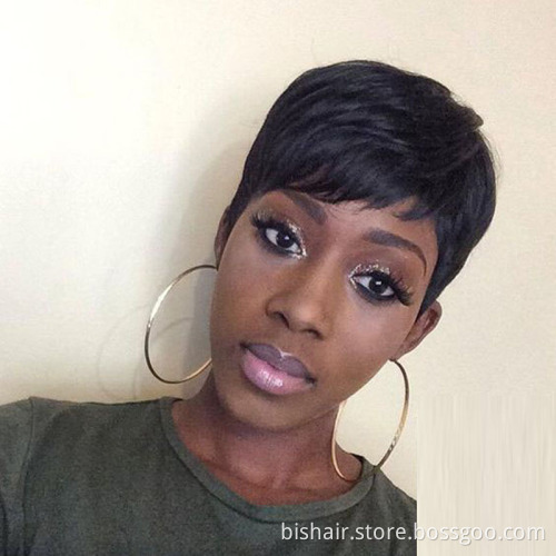 Wholesale Human Hair Wigs with Bangs 1B 27 Blond Short Cut Brazilian Straight Hair Full Wig For Black Women Cheap Remy Hair Wig